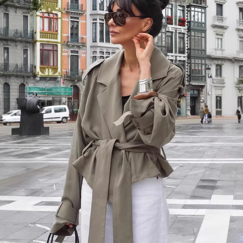 Wrap Tie Short Trench Jacket