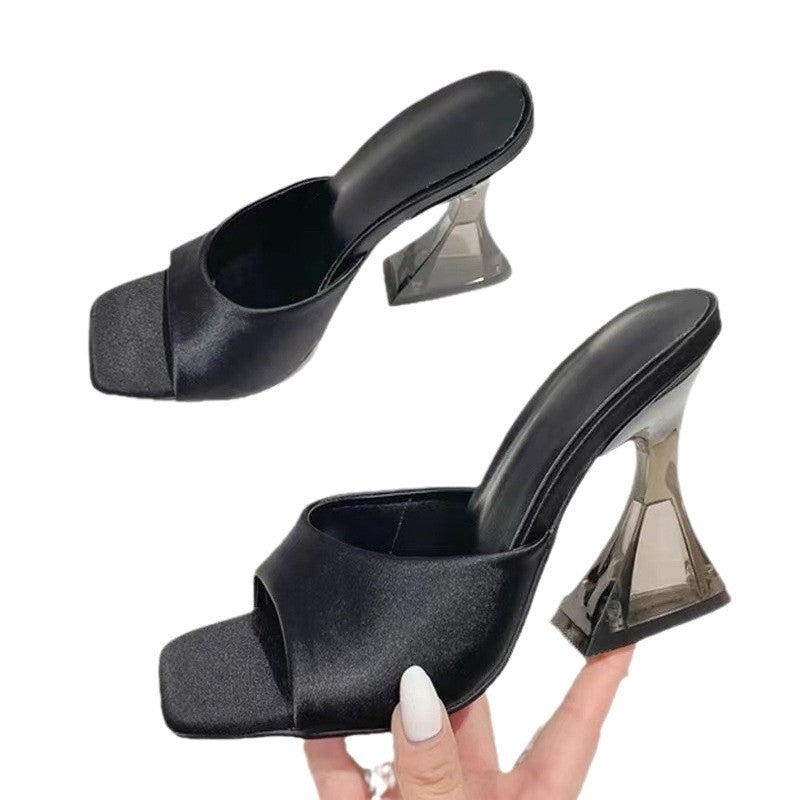 Square-Toe Heeled Slides