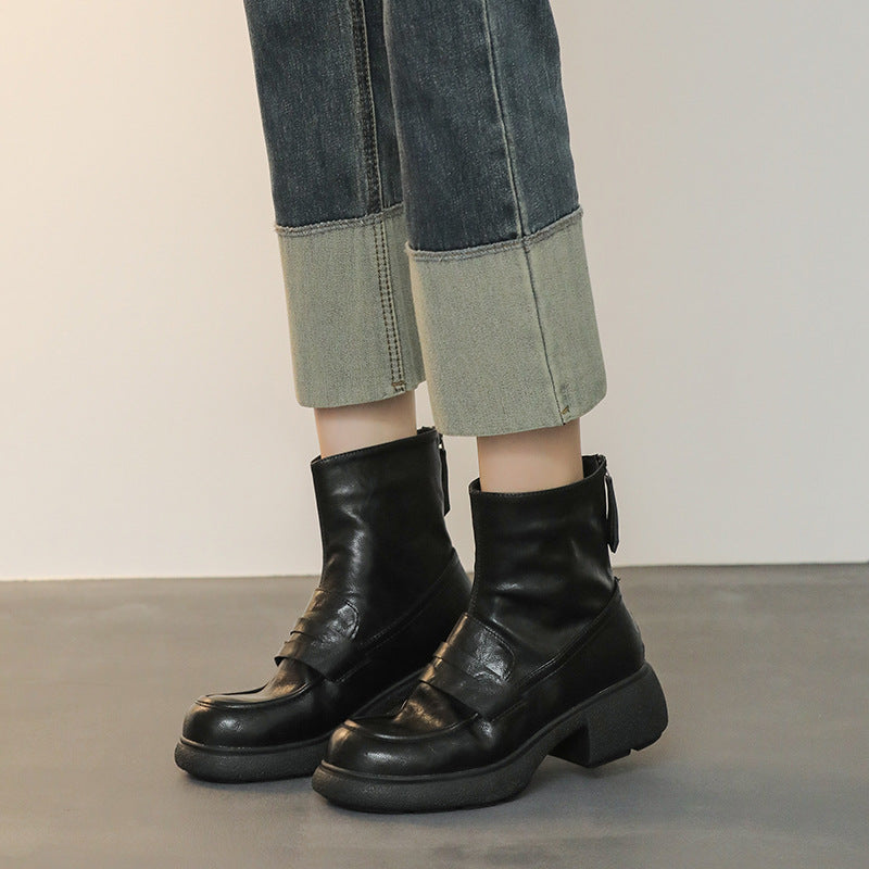 Leather Platform Ankle Boots