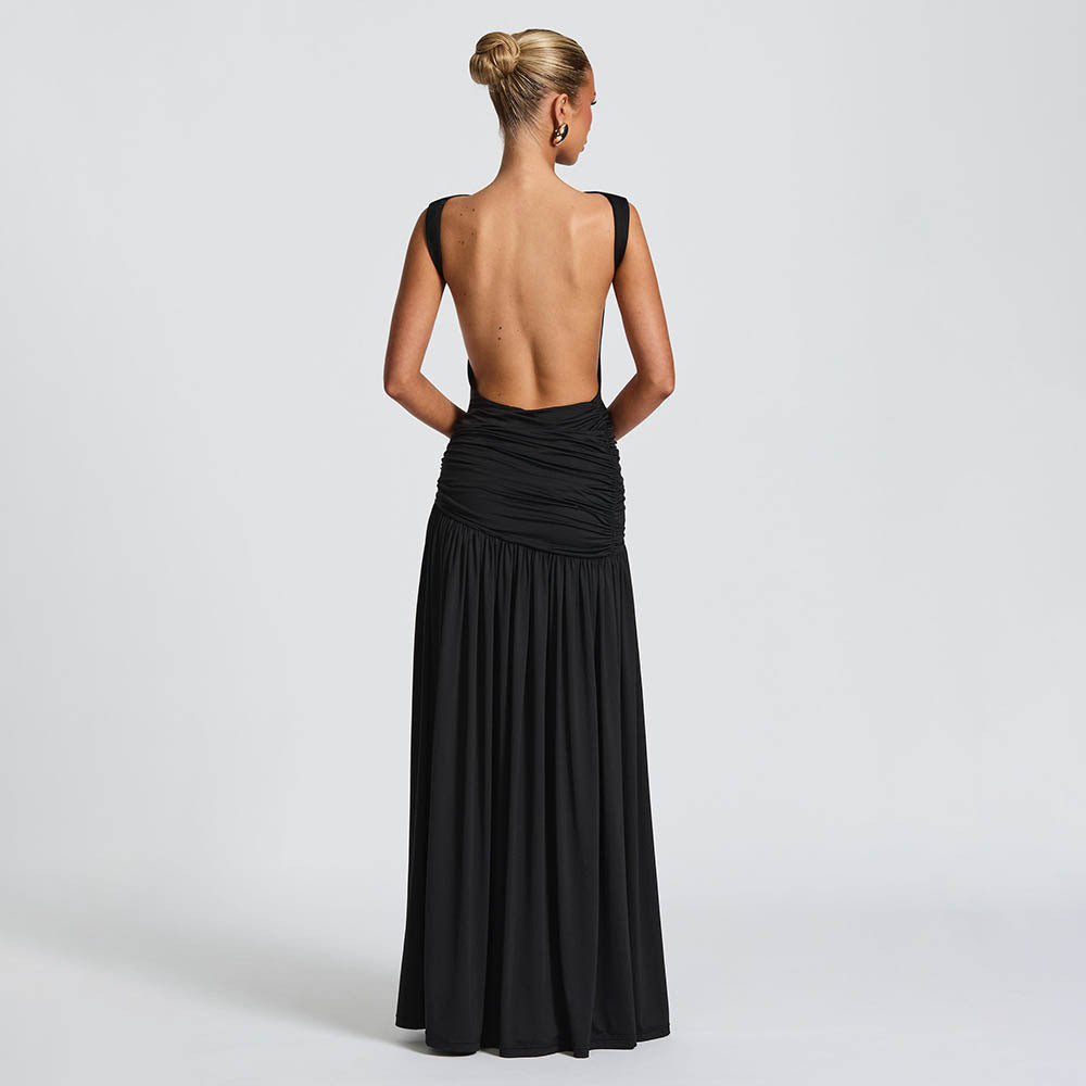 Metal-Detail Backless Maxi Dress