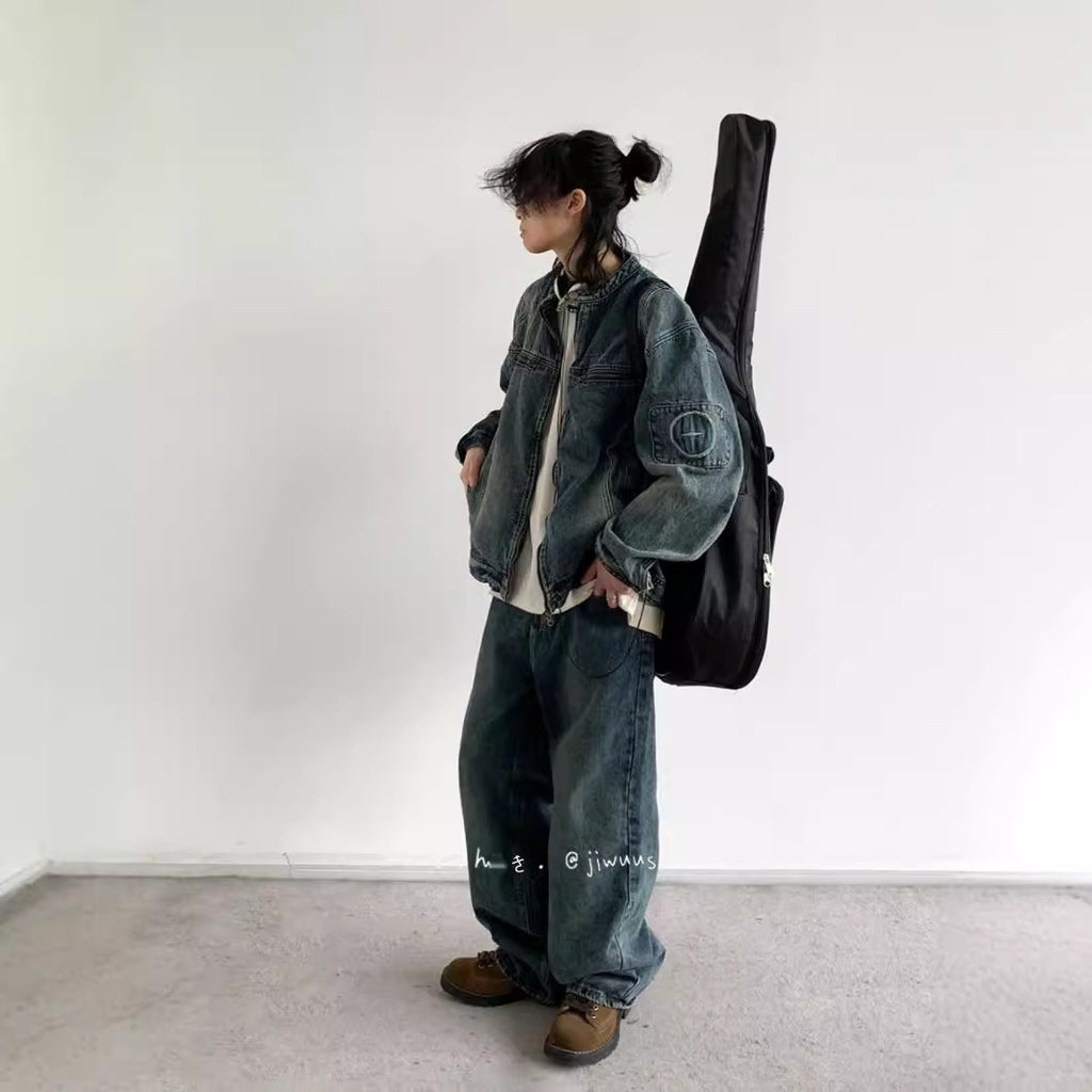 Vintage Unisex Embroidered Denim Jacket