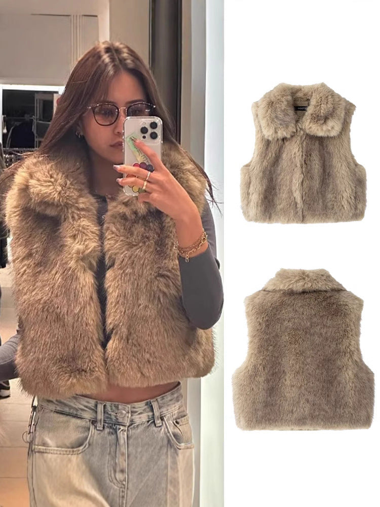 Women's Faux Fur Lapel Vest