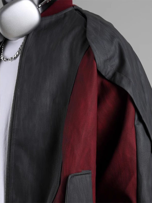Deconstructed PU Leather Panel Bomber