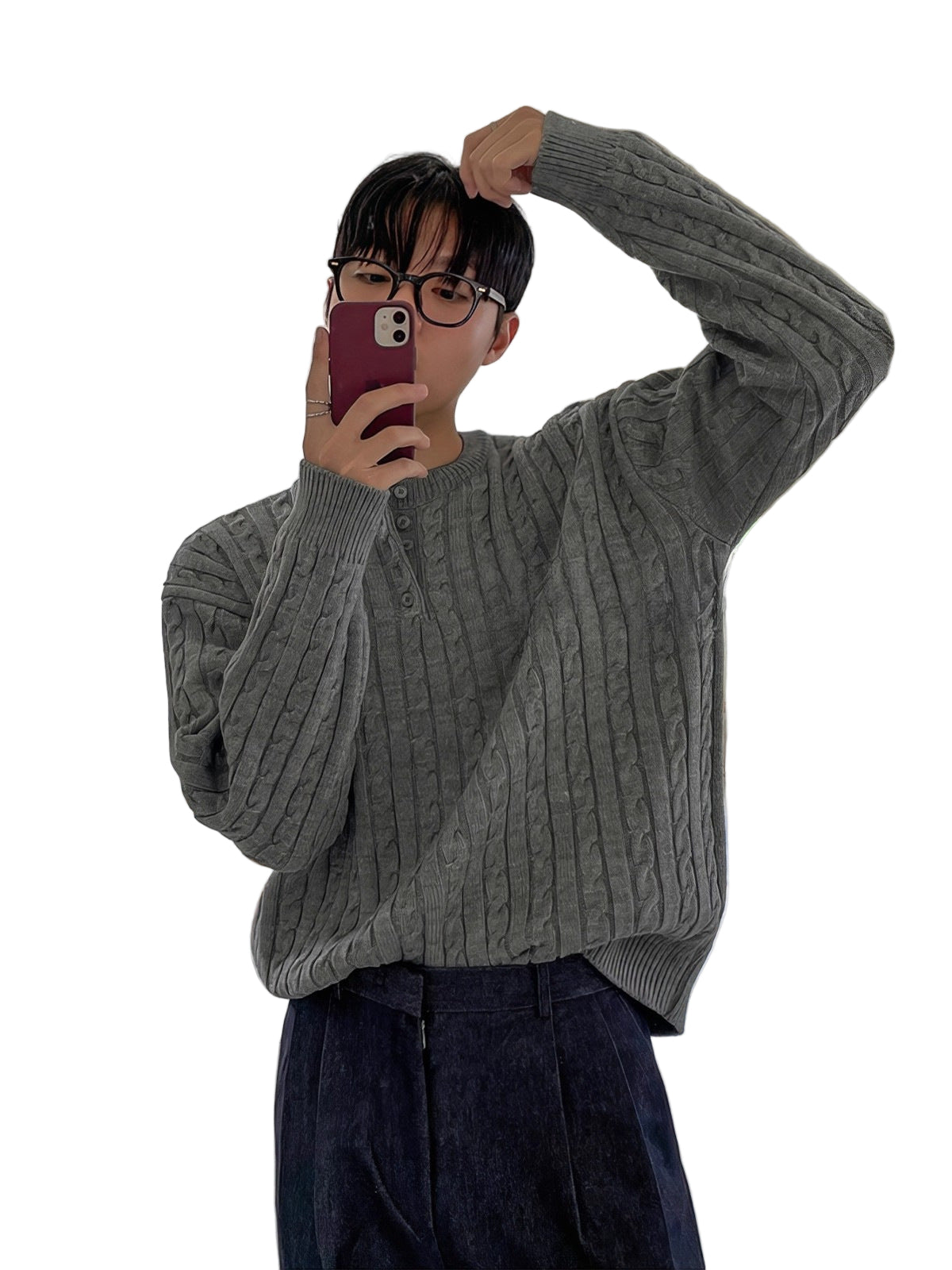 Cable Knit Henley Sweater