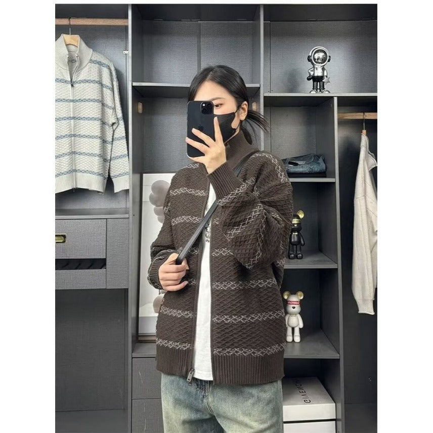 Stylish Knitted Zipper Cardigan