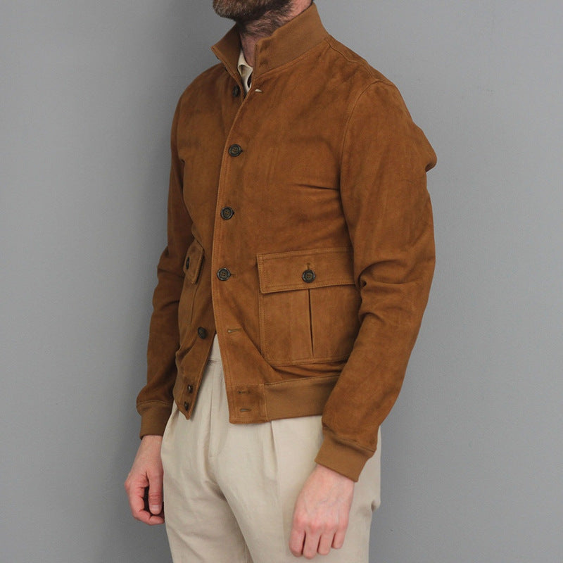 Premium Suede Bomber Jacket