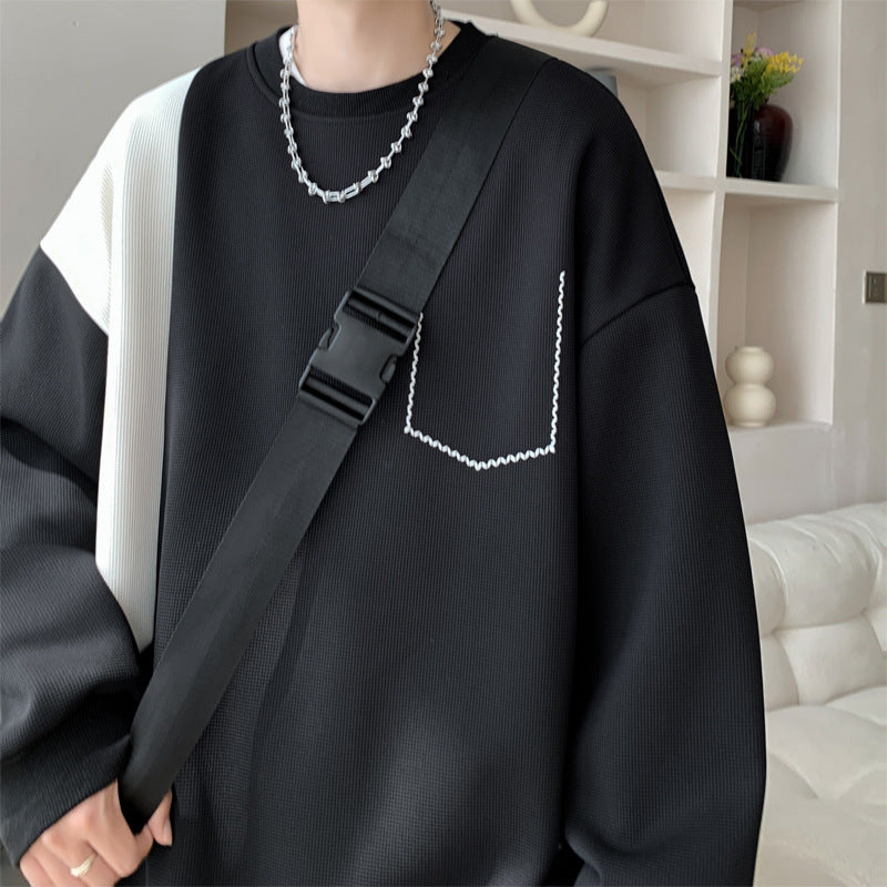 Patchwork Chest Pocket Oversize Pullover