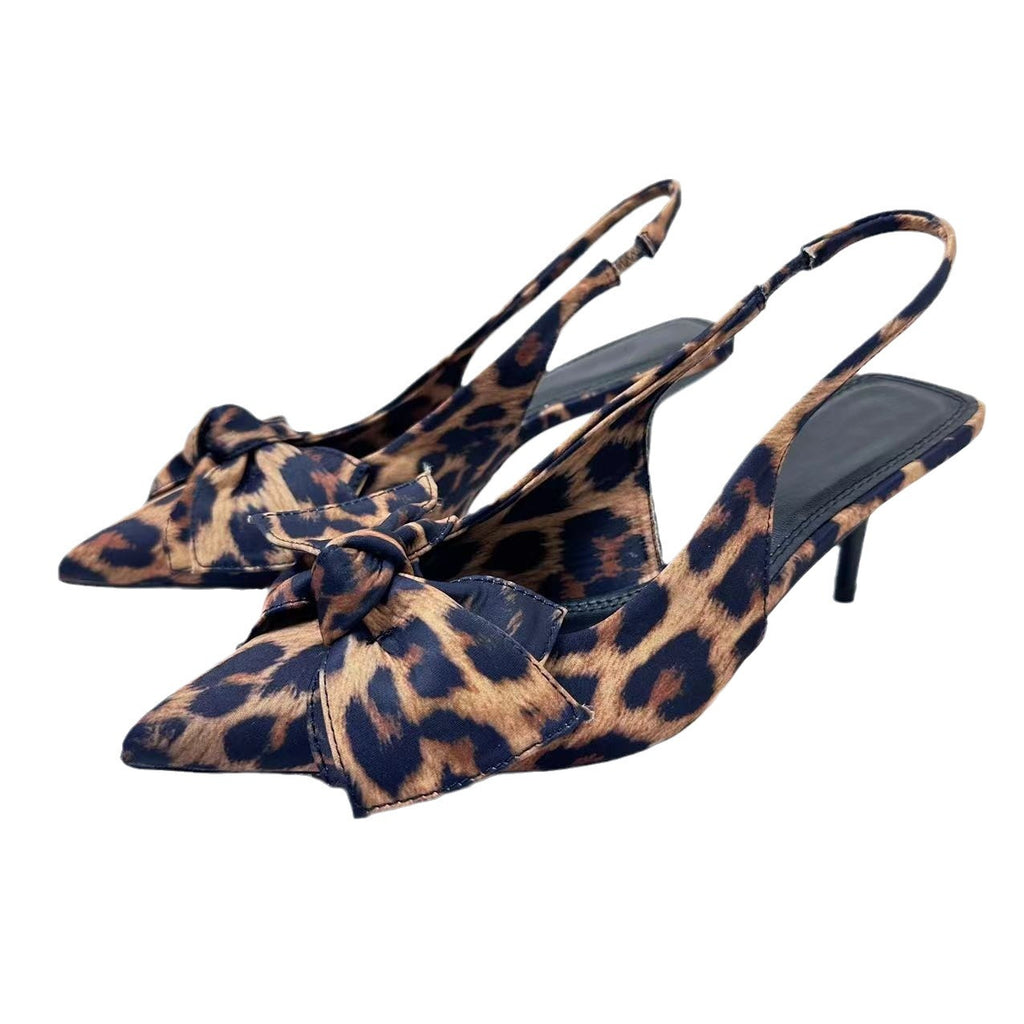 Leopard Bow Slingback Heels – product view