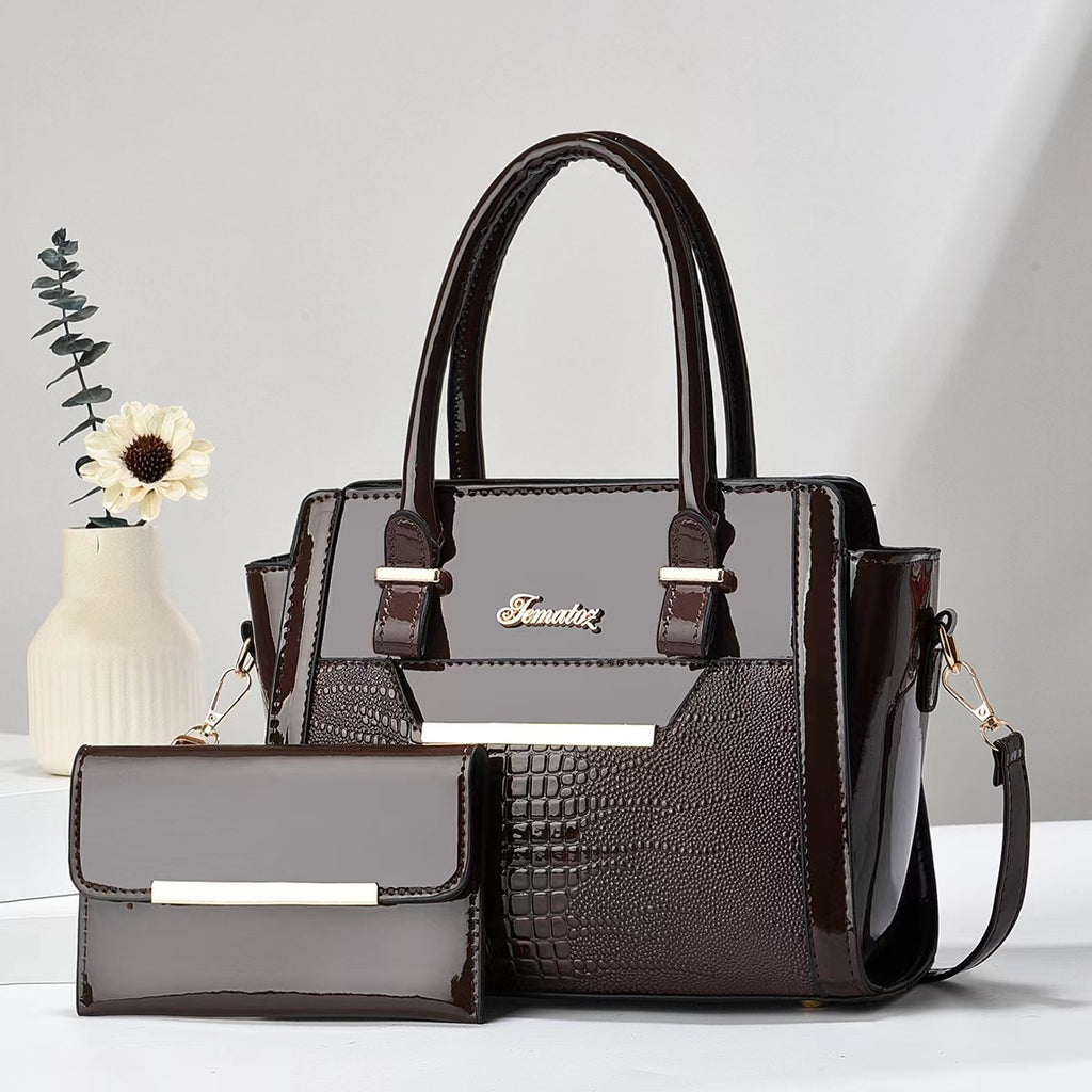 Crocodile-Texture Handbag Set