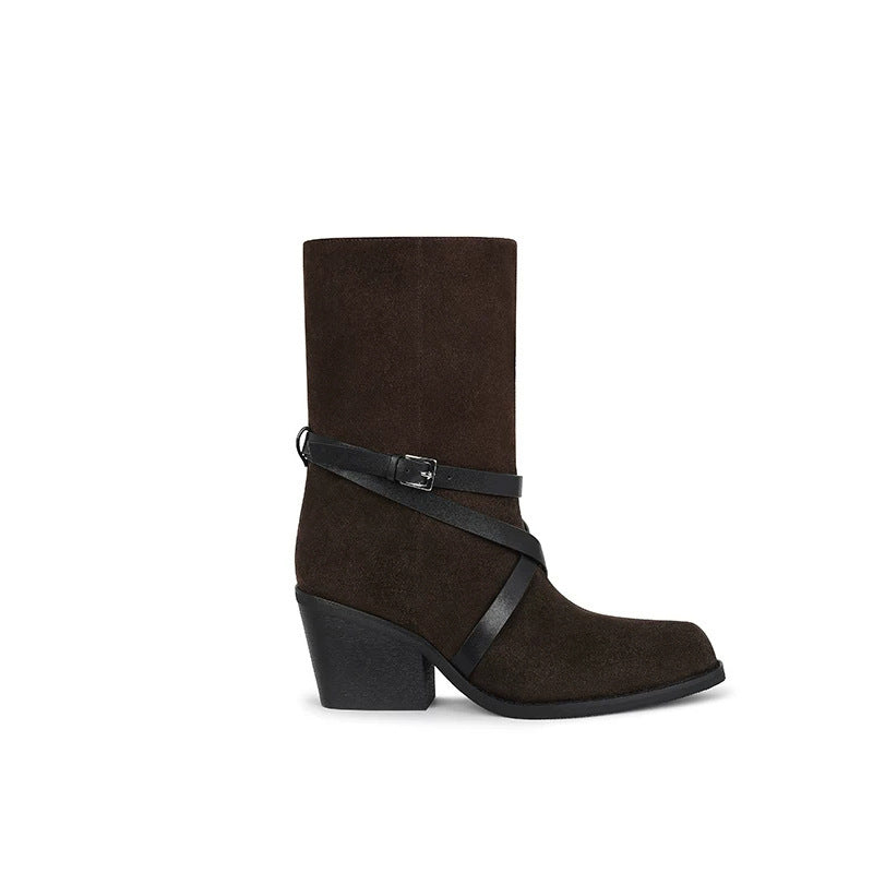 Lace-Up Block-Heel Boots