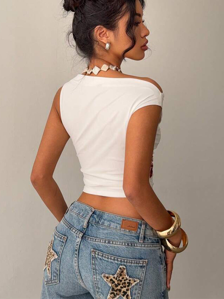 Floral Asymmetric Crop Top