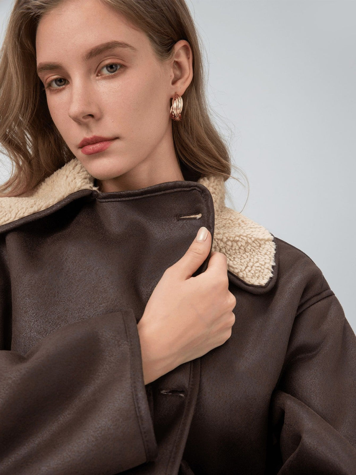 Women's Faux Leather Shearling Jacket
