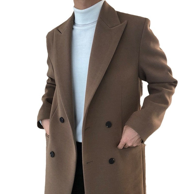 Double-Breasted Woolen Overcoat
