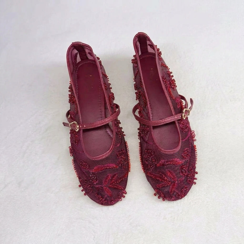 Pearl Mesh Mary Janes