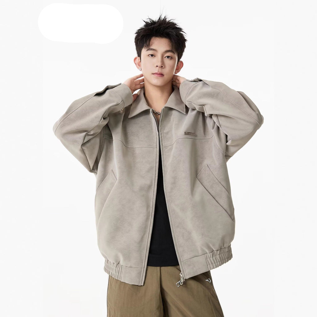 Revere Collar Suede Jacket