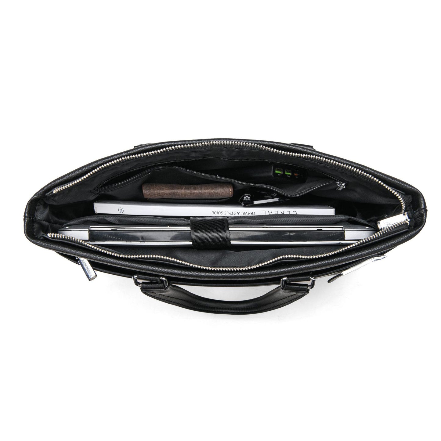 Wholesale cross-border simple pure cowhide bag tote bag men's leather briefcase 14 inch men's bag shoulder computer bag