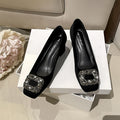 Square Buckle Block Heels