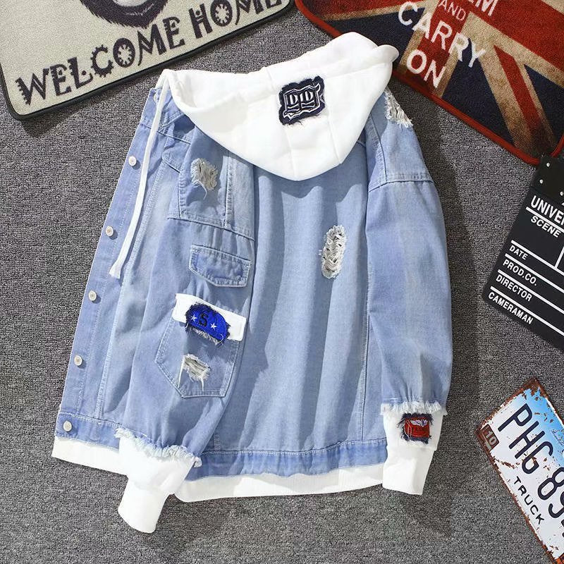 Patchwork Hooded Denim Jacket