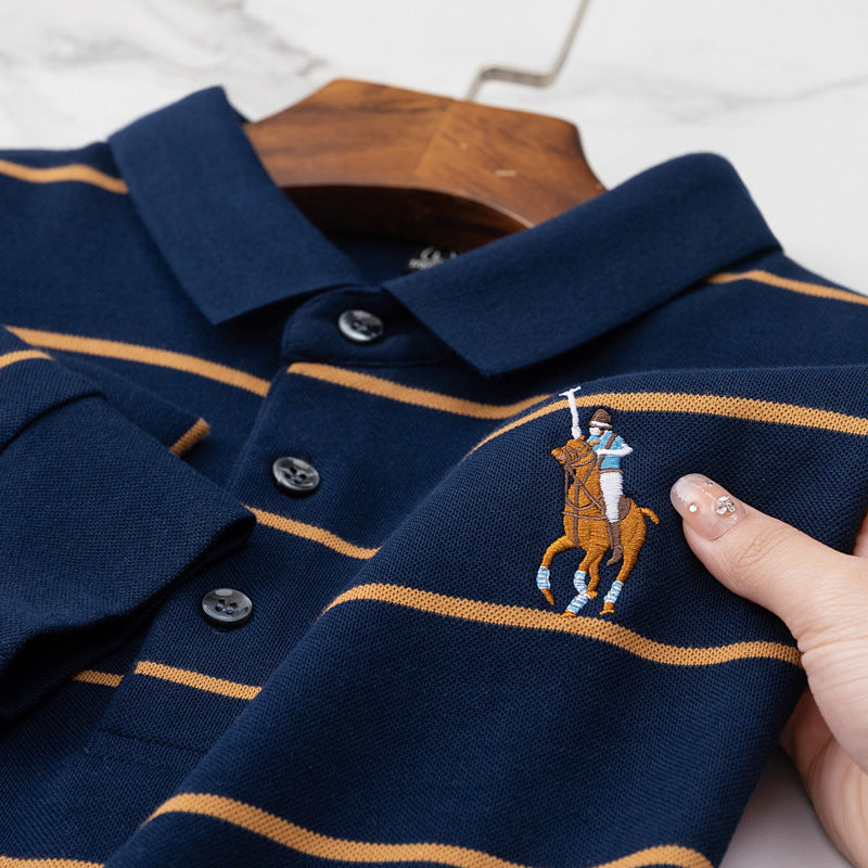 Classic Striped Long-Sleeve Polo
