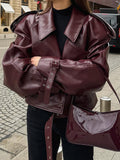 Oversized Buckle Sleeve Moto Jacket