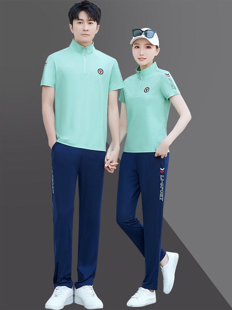 Sport-Stripe Zip Polo Set