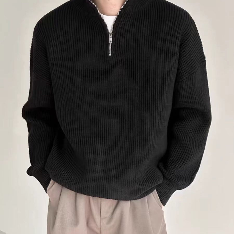 Ribbed Quarter-Zip Pullover