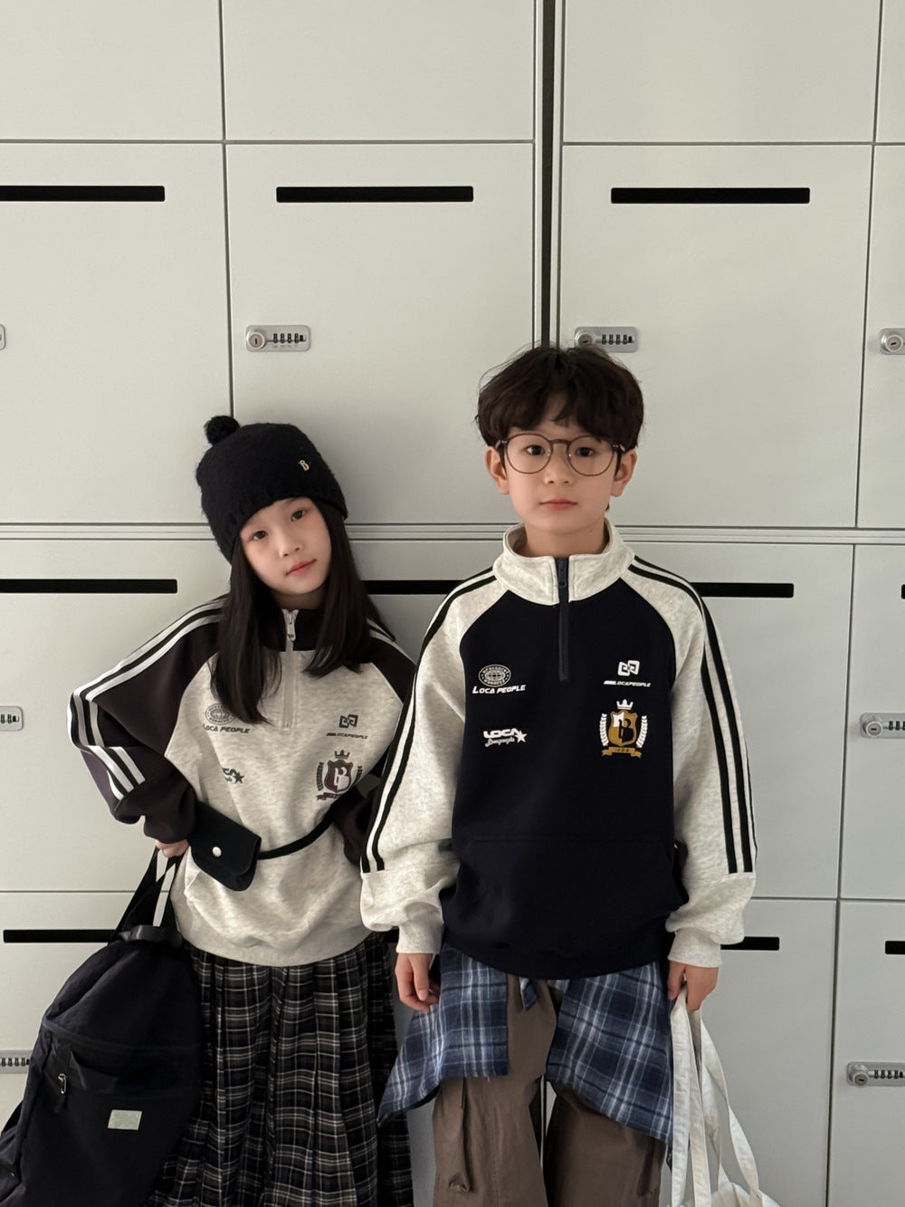 Kids' Zip-Collar Letter Sweatshirt