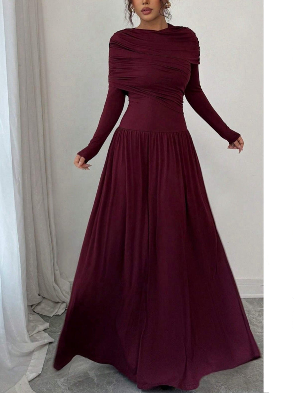 Long-Sleeve Evening Maxi Dress