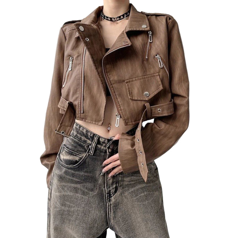 Cropped Faux Leather Jacket