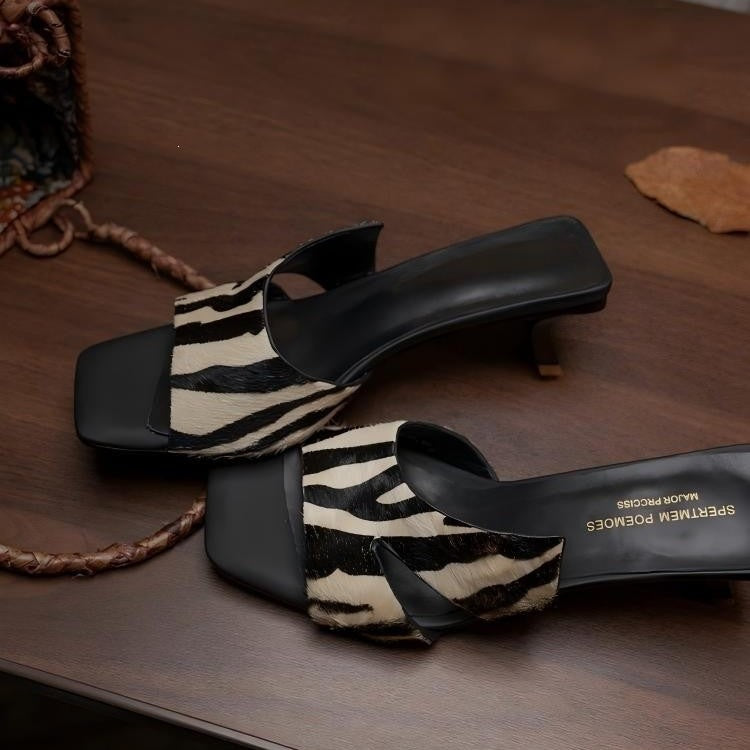 Zebra Block-Heel Sandals