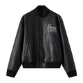 Embroidered PU Leather Varsity Jacket