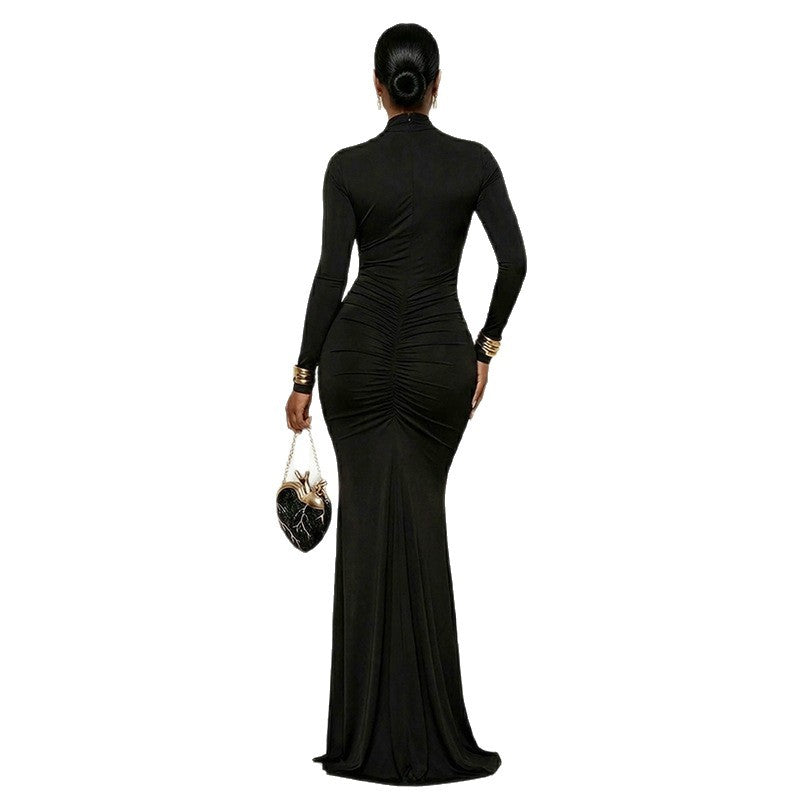 Long-Sleeve Cutout Maxi Dress