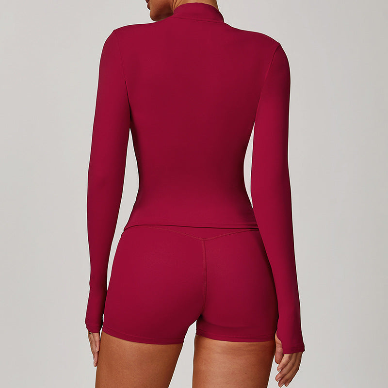 Zip-up Athletic Top and Leggings Set