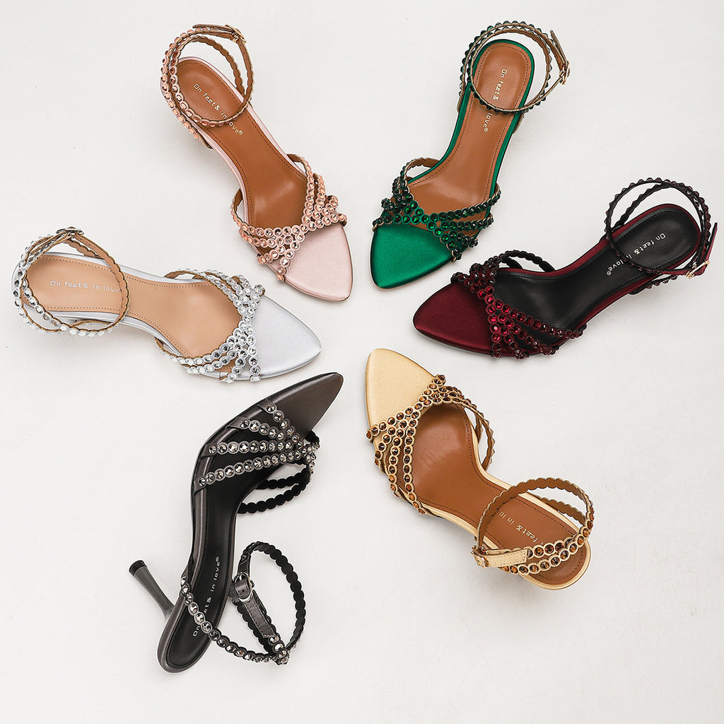 Satin Rhinestone Sandals