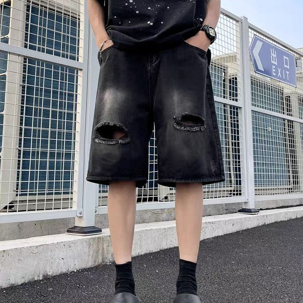 Loose-fit Denim Cargo Shorts
