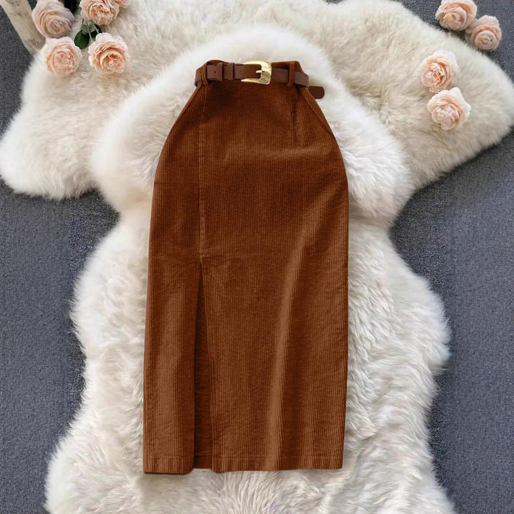 Front Slit Midi Skirt