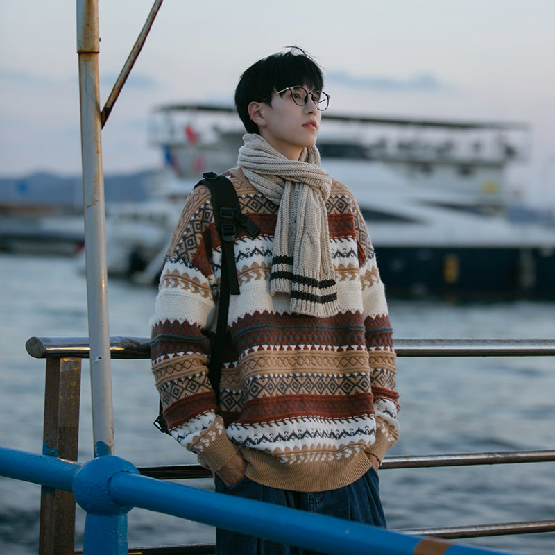 Tribal Pattern Knit Sweater