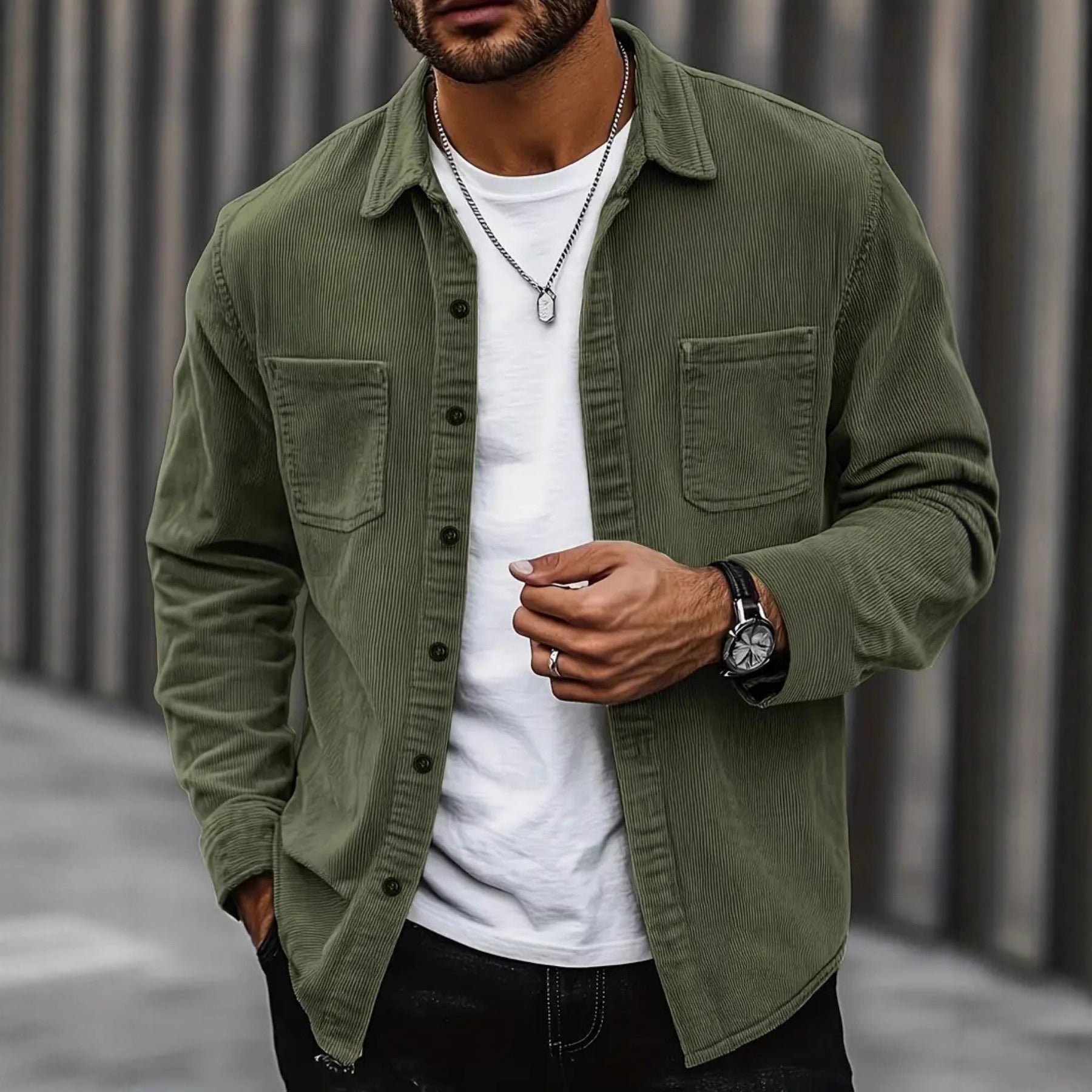 Casual Cord Shirt Jacket