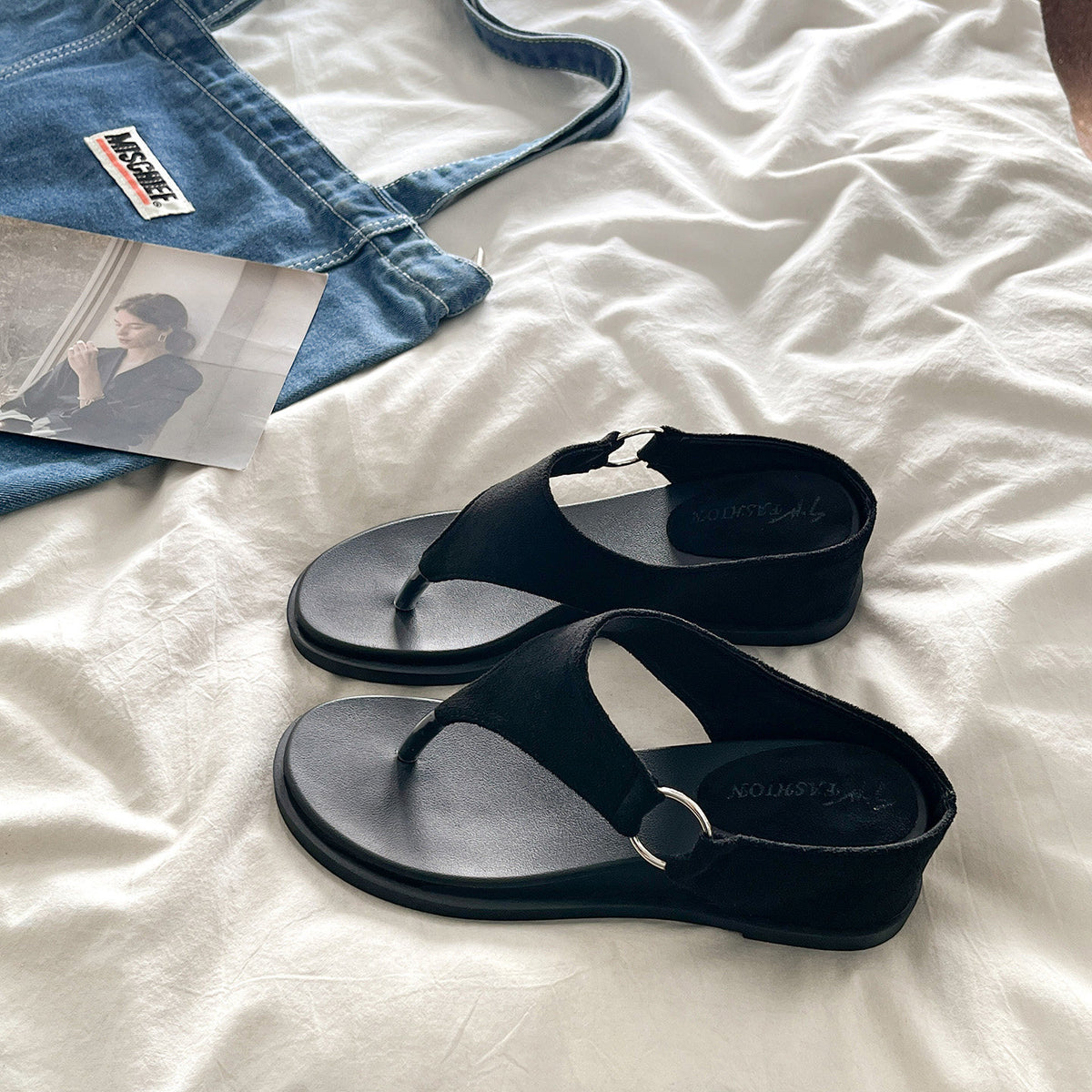 Square-Toe Wedge Flip-Flops