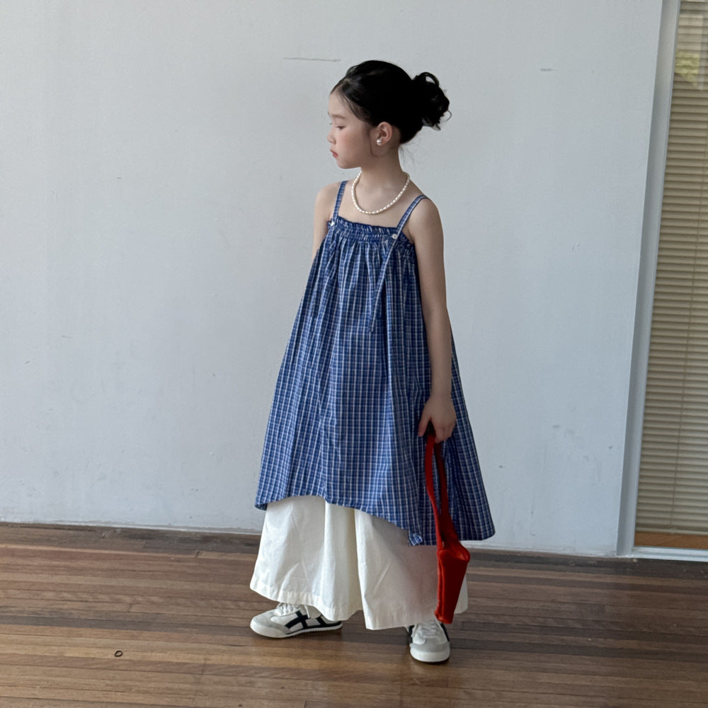 Girls' Plaid Sleeveless Dress