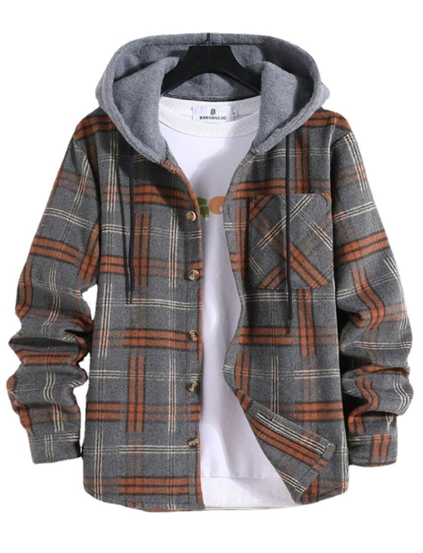 Hooded Plaid Flannel Jacket