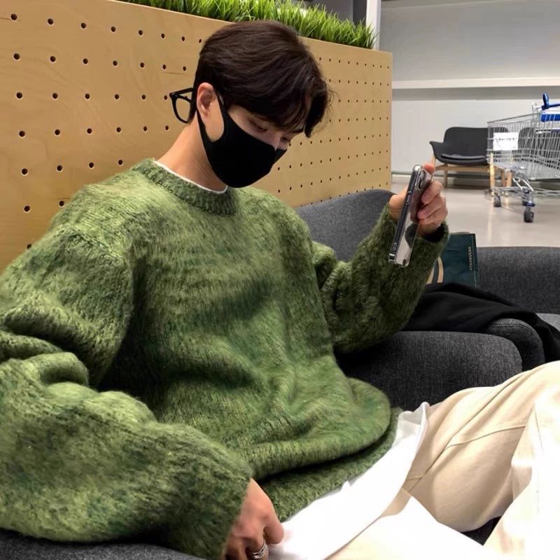 Mohair-Texture Oversized Knit Sweater