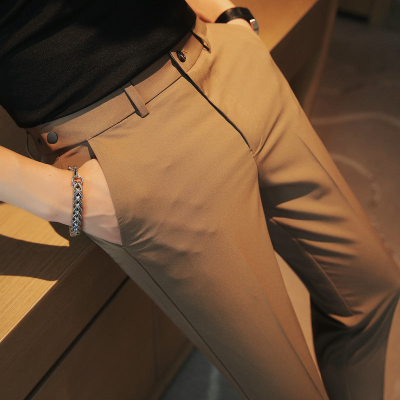 Adjustable-Waist Slim Fit Tailored Trousers