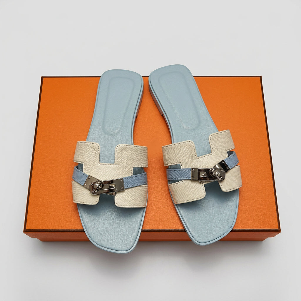 Lock-Buckle Slide Sandals