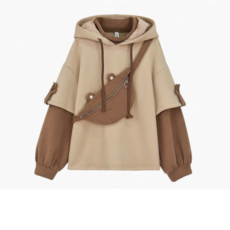 Layered Hoodie with Pouch