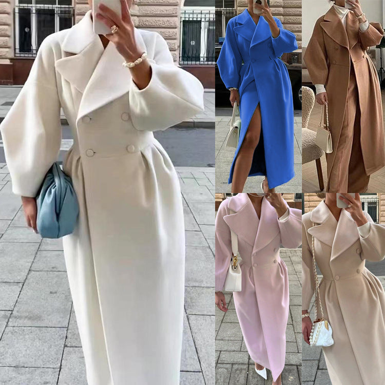 Elegant Double Breasted Long Coat