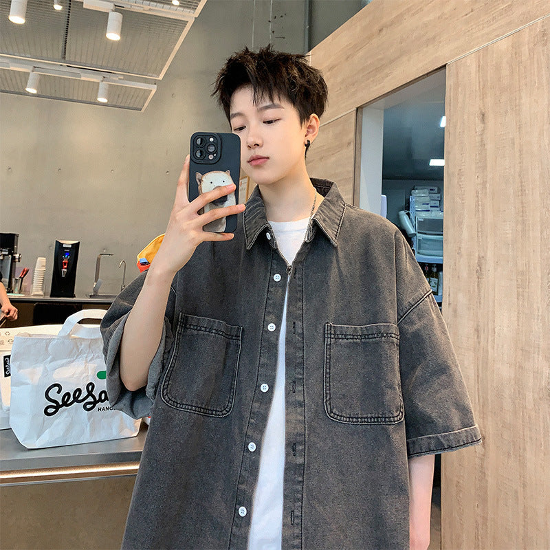 Retro Utility Denim Button Up