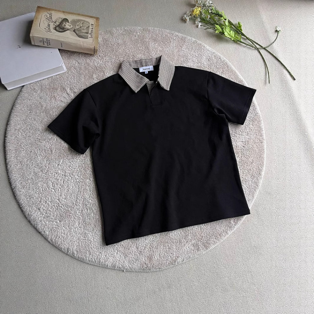 Plaid Collar Polo Shirt