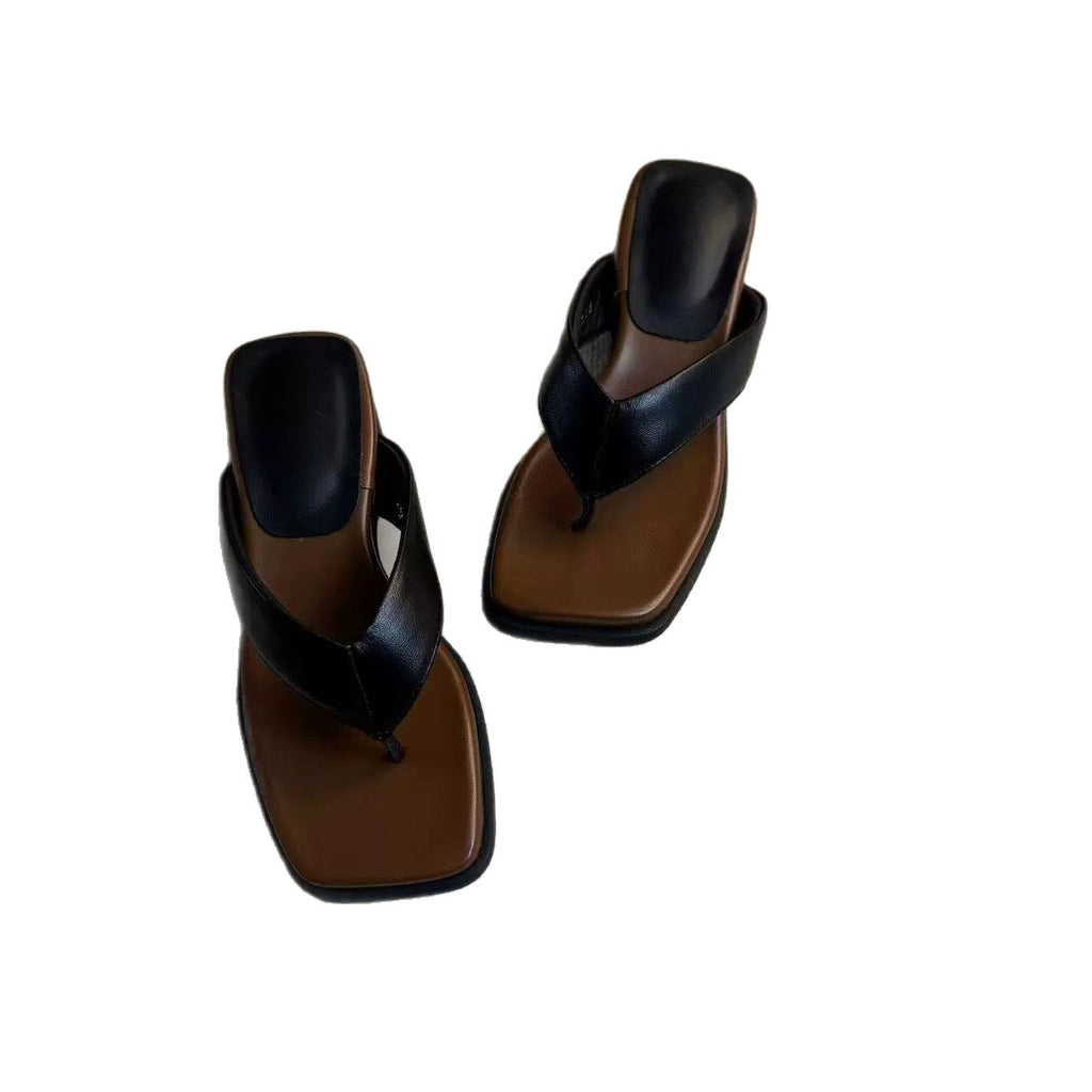 Leather Platform Thong Sandals