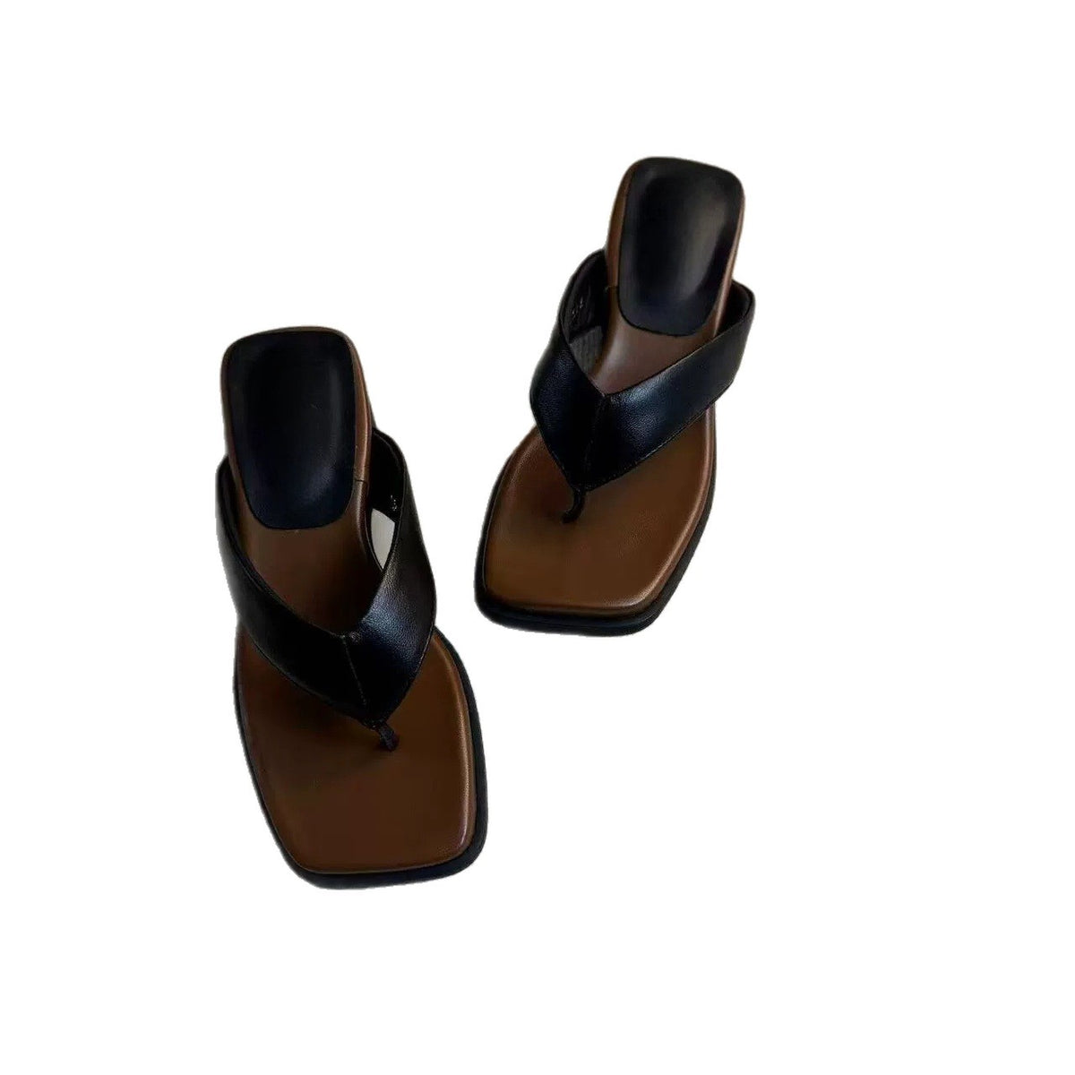 Leather Platform Thong Sandals